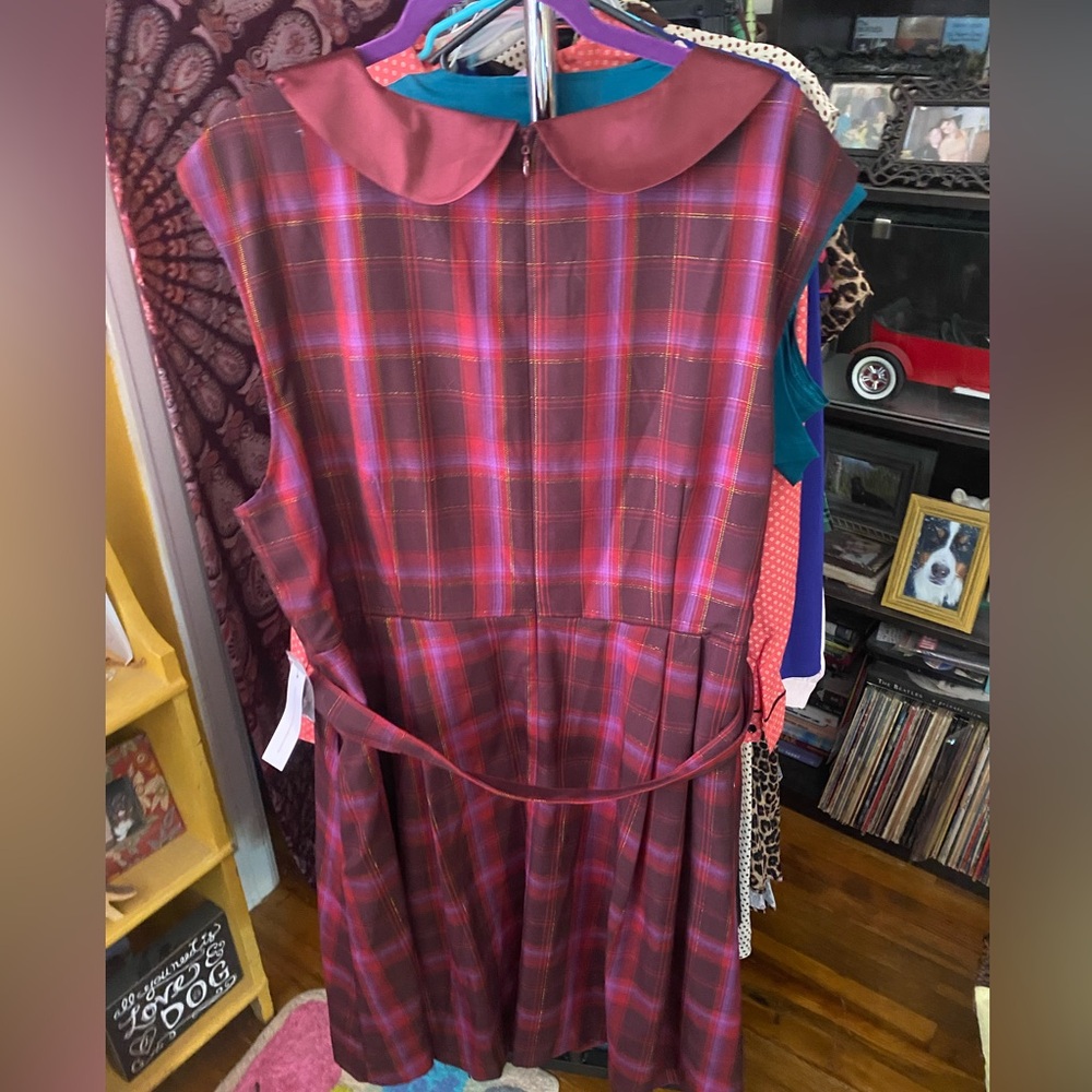 Modcloth Burgundy Plaid Dress with tags - Picture 5 of 6